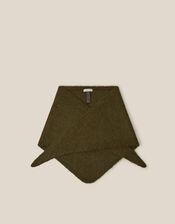 Taya Large Knitted Triangle Scarf, Green (KHAKI), large