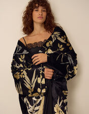 Clemence Paloma Long Floral Print Velvet Kimono, , large