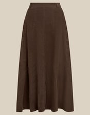 Nora Corduroy Midi Skirt, Brown (CHOCOLATE), large