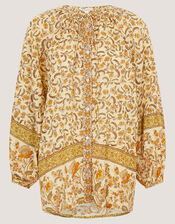 Ari Floral Print Blouse, Yellow (MUSTARD), large