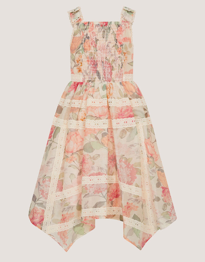 Kelis Floral Lace Hanky Hem Dress, Pink (PINK), large