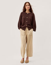 Caryn Cotton Blend Cardigan, Brown (CHOCOLATE), large