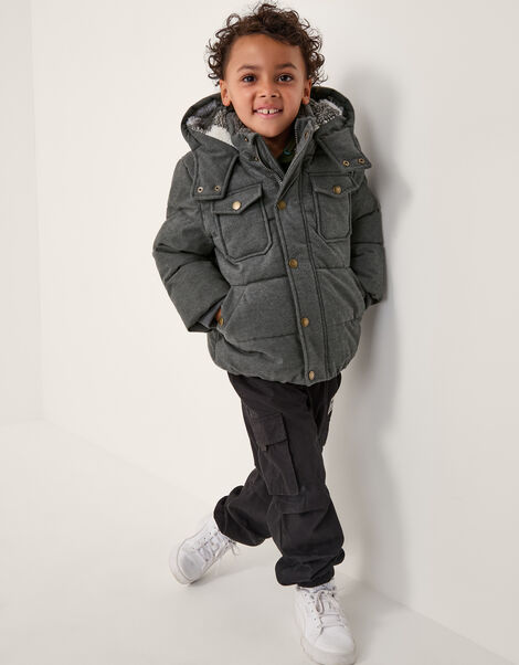 Hooded Puffer Coat, Grey (GREY), large