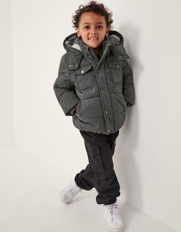 Hooded Puffer Coat, Gray (GREY), large