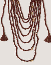 Bead Tassel Layered Necklace, , large