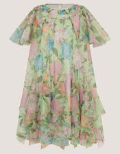 Nessa Floral Ruffle Swing Dress, Green (GREEN), large