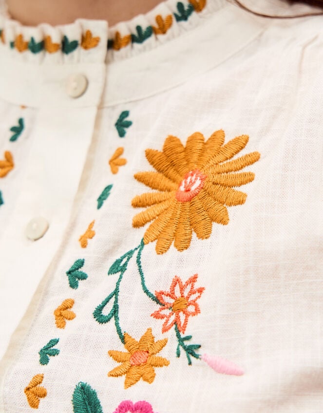 Emmy Embroidered Long Sleeve Top, White (WHITE), large