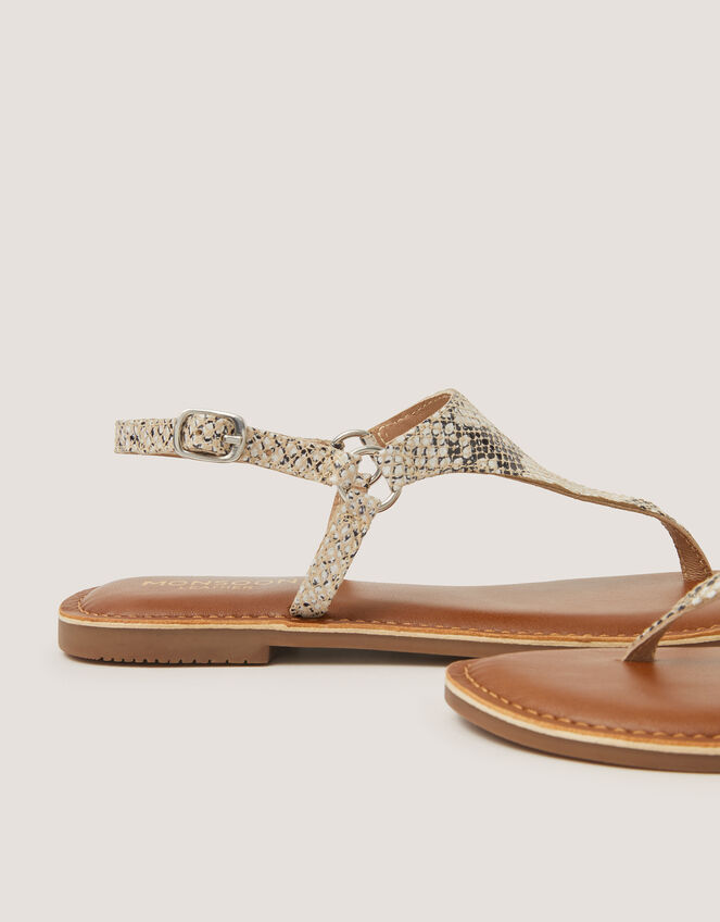 Immy Animal Print Leather Toe Post Sandals, Natural (NEUTRAL), large