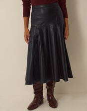 Dianne Faux Leather Midi Skirt, Black (BLACK), large