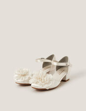 Corsage Satin Two-Part Heels, Ivory (IVORY), large