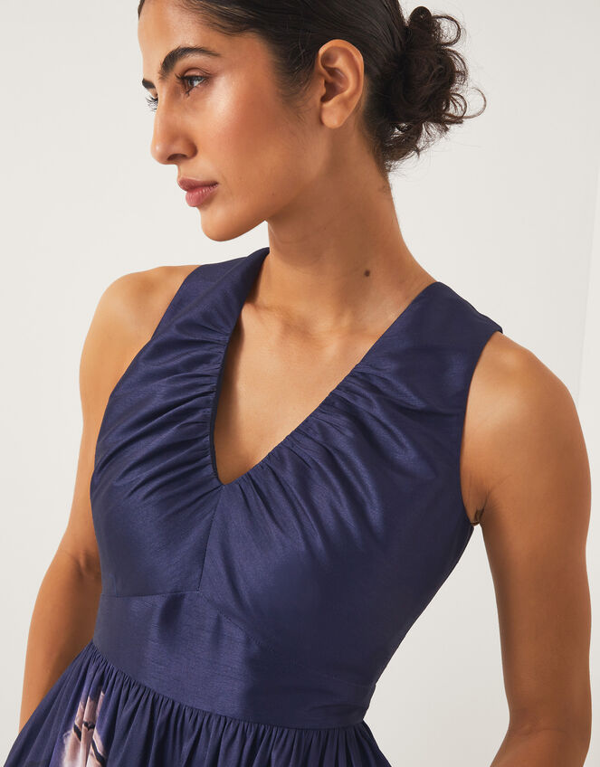 Sylvia V-Neck Floral Print Midi Dress, Blue (NAVY), large