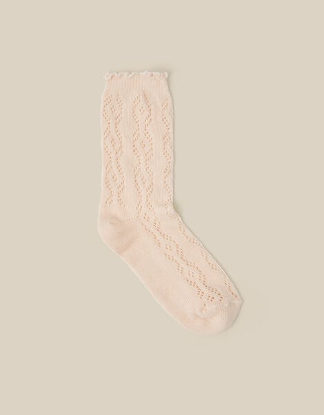 Frill Pointelle Socks, Ivory (IVORY), large