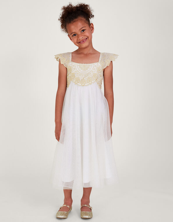 Estella Embroidered Dress, Gold (GOLD), large