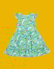 Frugi Olivia Printed Skater Dress, Blue (BLUE), large