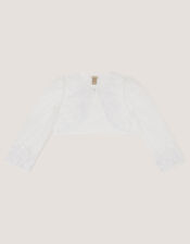 Felicity Embroidered Mesh Cardigan, White (WHITE), large