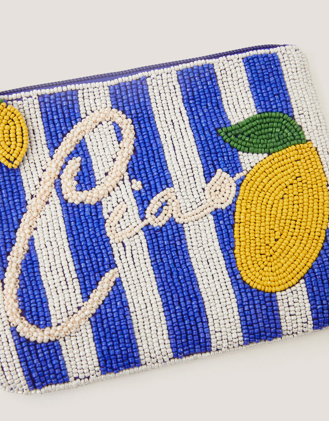 Lyra Lemon Beaded Pouch, , large
