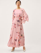 Amber Floral Cape Maxi Dress, Pink (PINK), large