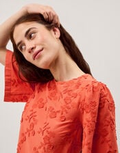 Georgia Floral Embroidered Top, Orange (ORANGE), large