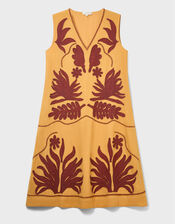 East Mella Appliqu&eacute; Cotton Midi Dress, Orange (ORANGE), large