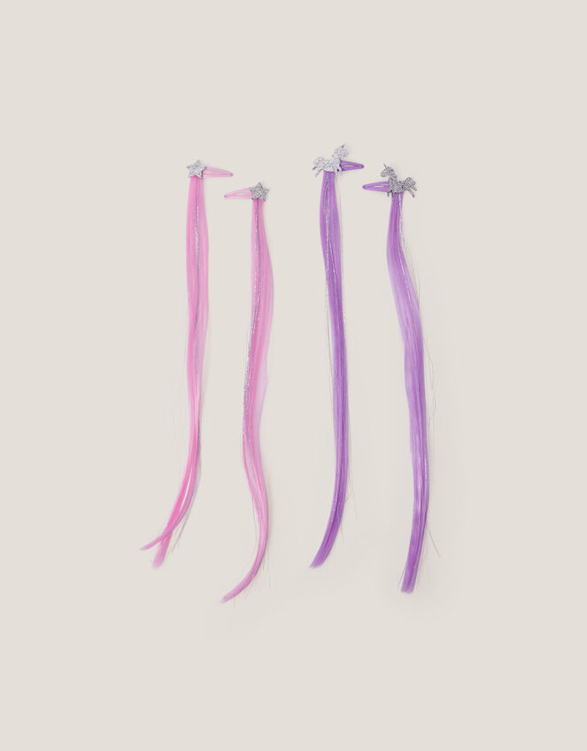 4-Pack Unicorn Fake Hair Clips, , large