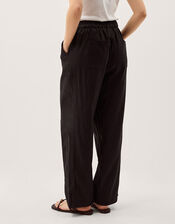 Jolie Straight Linen Blend Pants, Black (BLACK), large