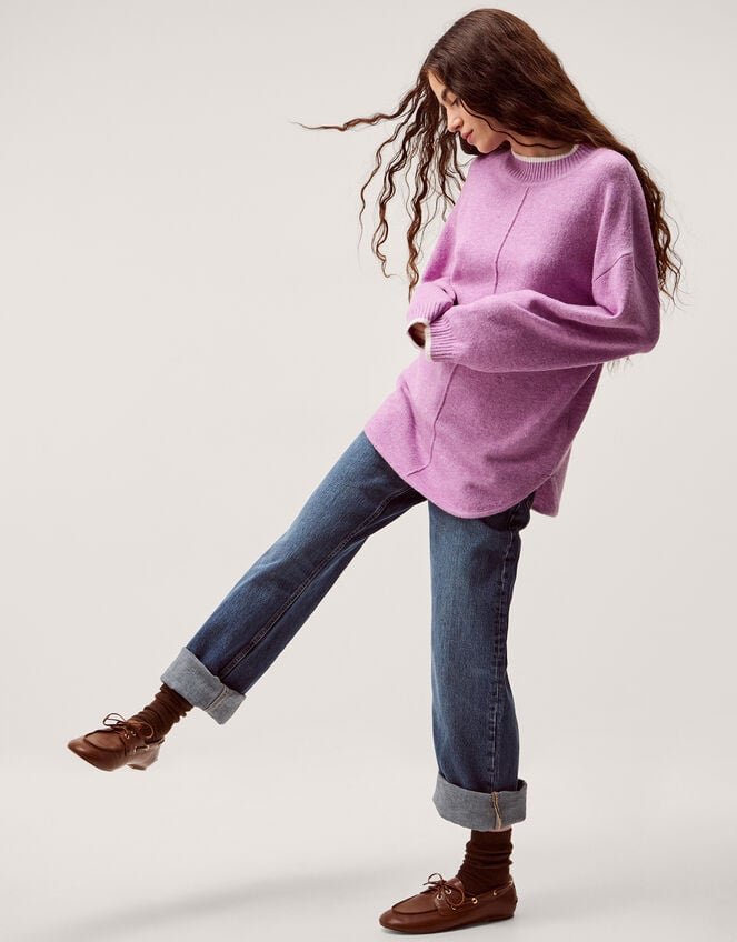 Tori Oversized Tipped Jumper, Purple (LILAC), large