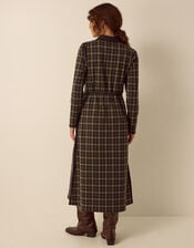 Ciara Check Jersey Midi Shirt Dress, Brown (BROWN), large