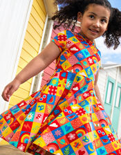 Frugi Spring Printed Skater Dress, Multi (MULTI), large