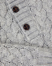 Cable Knit Button Jumper, Grey (GREY), large