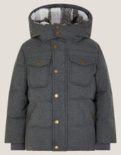Hooded Puffer Coat, Grey (GREY), large