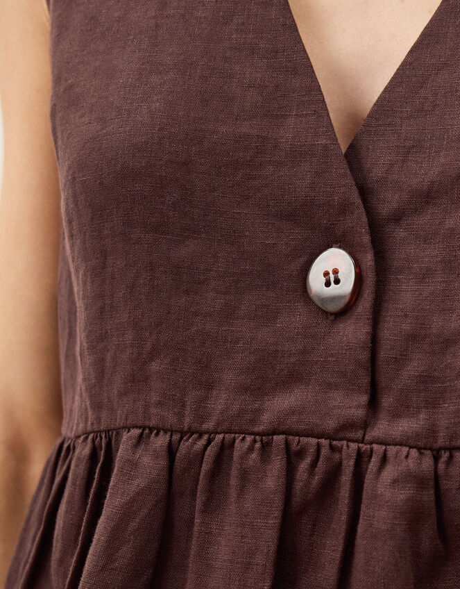 Posey Sleeveless Linen Top, DARK BROWN, large