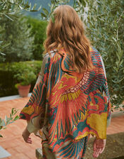 One Hundred Stars Crane Print Kimono Jacket, Natural (STONE), large