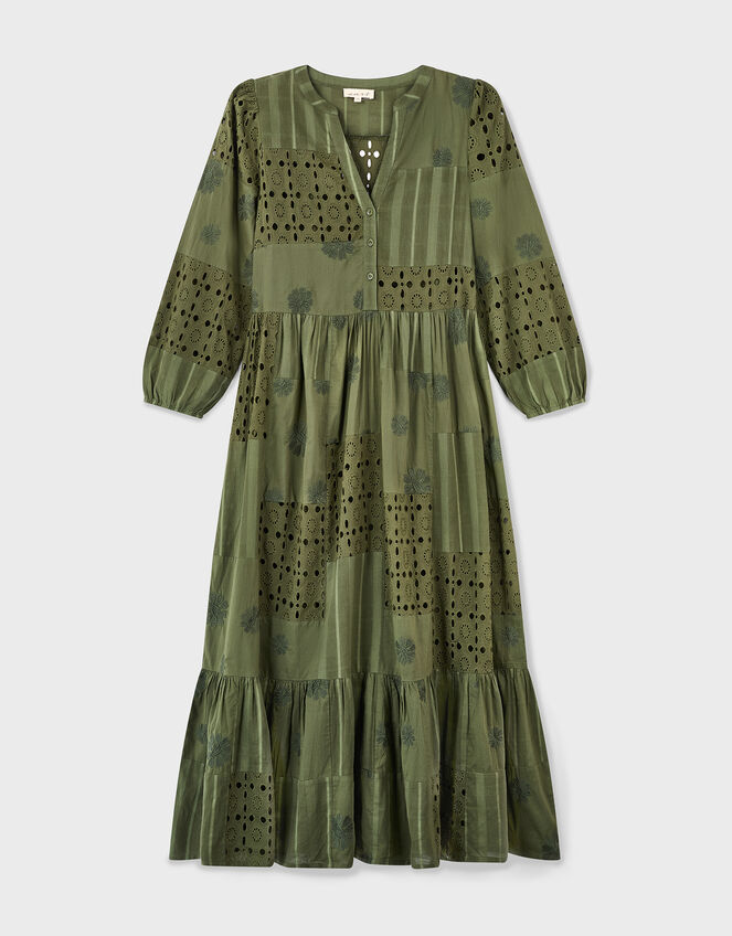 East Tasia Broderie Anglaise Midi Dress, Green (OLIVE), large