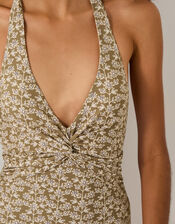 Alba Floral Print Swimsuit, Green (KHAKI), large