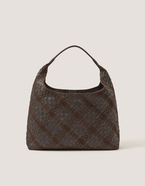Adele Woven Leather Shoulder Bag, , large