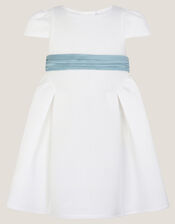 Baby Polly Cap Sleeve Bow Party Dress, Ivory (IVORY), large