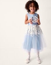 Felicity Floral Embroidered Mesh Dress, Blue (PALE BLUE), large