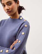 Breda Funnel Neck Button Jumper, Blue (BLUE), large