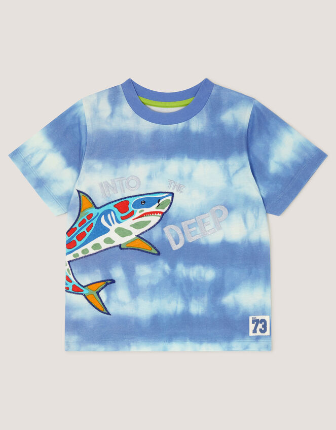 Shark Tie-Dye T-Shirt, Blue (BLUE), large