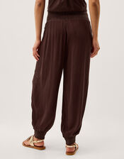 Reese Textured Balloon Trousers, Brown (BROWN), large