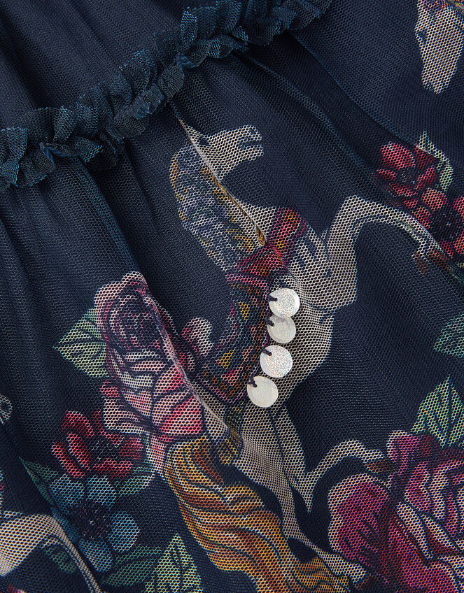 Unicorn Sequin Frill Dress, Blue (NAVY), large