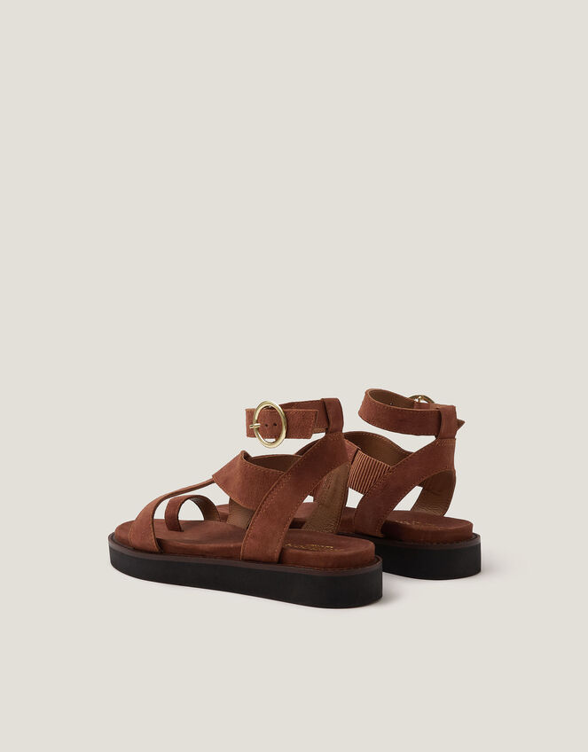 Ivy Toe Strap Crossover Suede Sandals, Tan (TAN), large