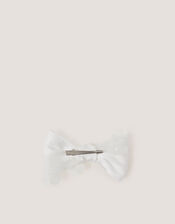 Appliqu&eacute; Bow Hair Clip, Ivory (IVORY), large