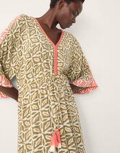 Elma Print Midi Beach Dress, Green (KHAKI), large