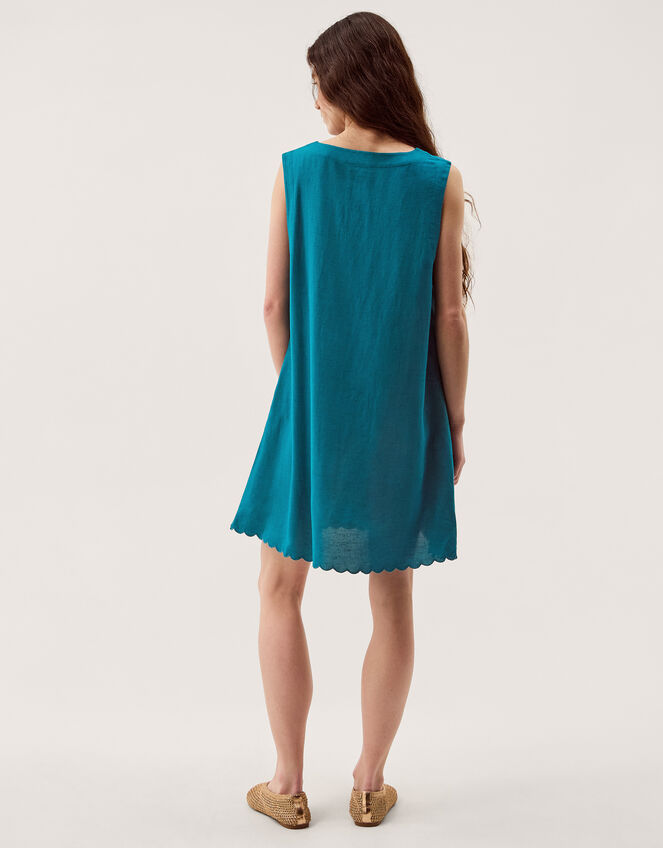 Lara Sleeveless Linen Blend Mini Dress, Teal (TEAL), large