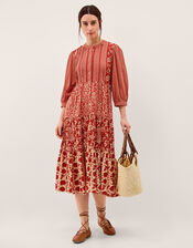 Palmer Floral Jersey Midi Dress, Red (RED), large