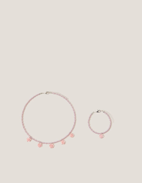 Flower Pearl Necklace & Bracelet Set, , large