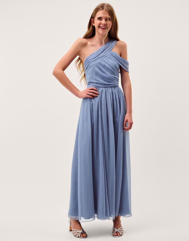 Arianna One-Shoulder Tulle Prom Dress, Blue (PALE BLUE), large