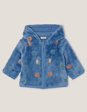 Newborn Woodland Fleece Hoodie, Blue (BLUE), large