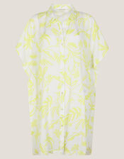 Adele Tropical Print Mini Shirt Dress, Green (LIME), large
